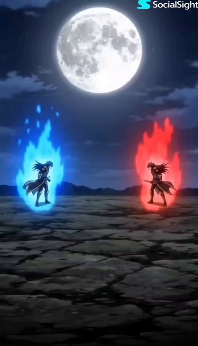 Anime high-energy battle scene