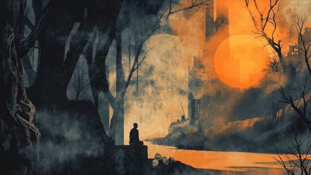 Solitary Figure Rising at Dusk in J. M. W. Turner Style