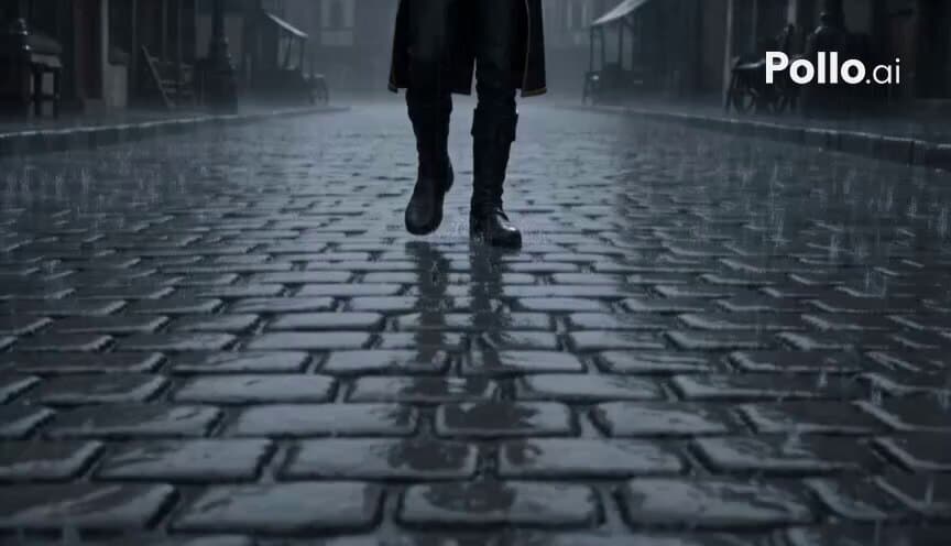 Ray Traced Rain Scene with Character and Dragon Emergence