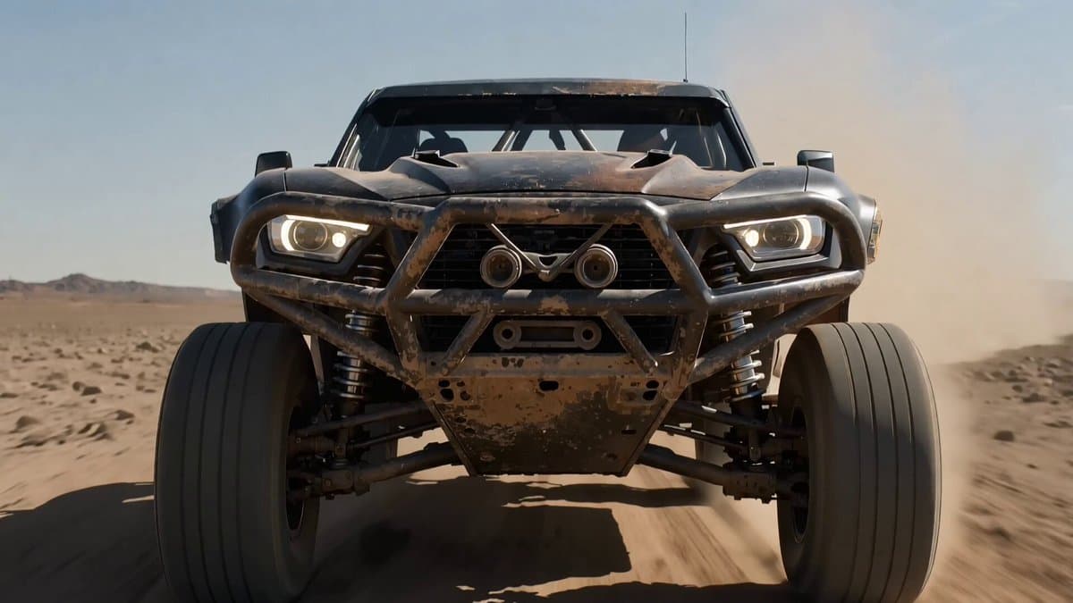 Desert Truck Racing Action Sequence