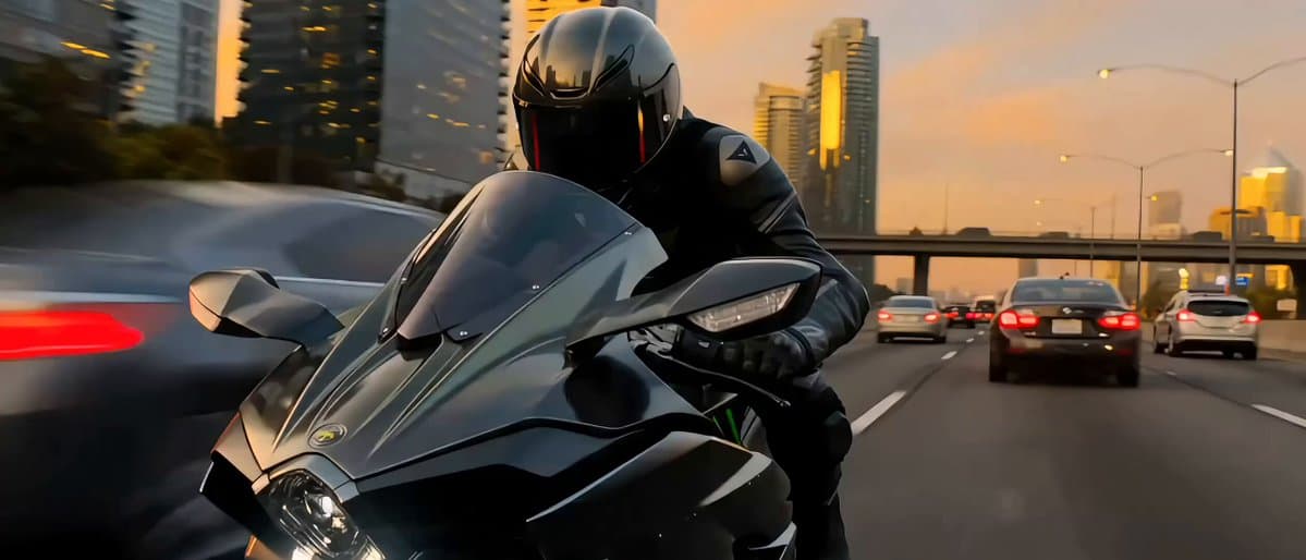 Ultra-Cinematic Time-Freeze Motorcycle Action Scene