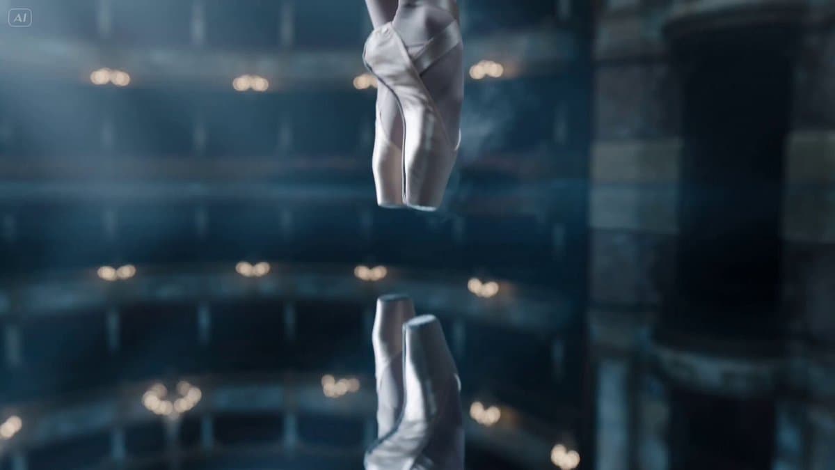 Cinematic Ballerina in Flooded Opera House