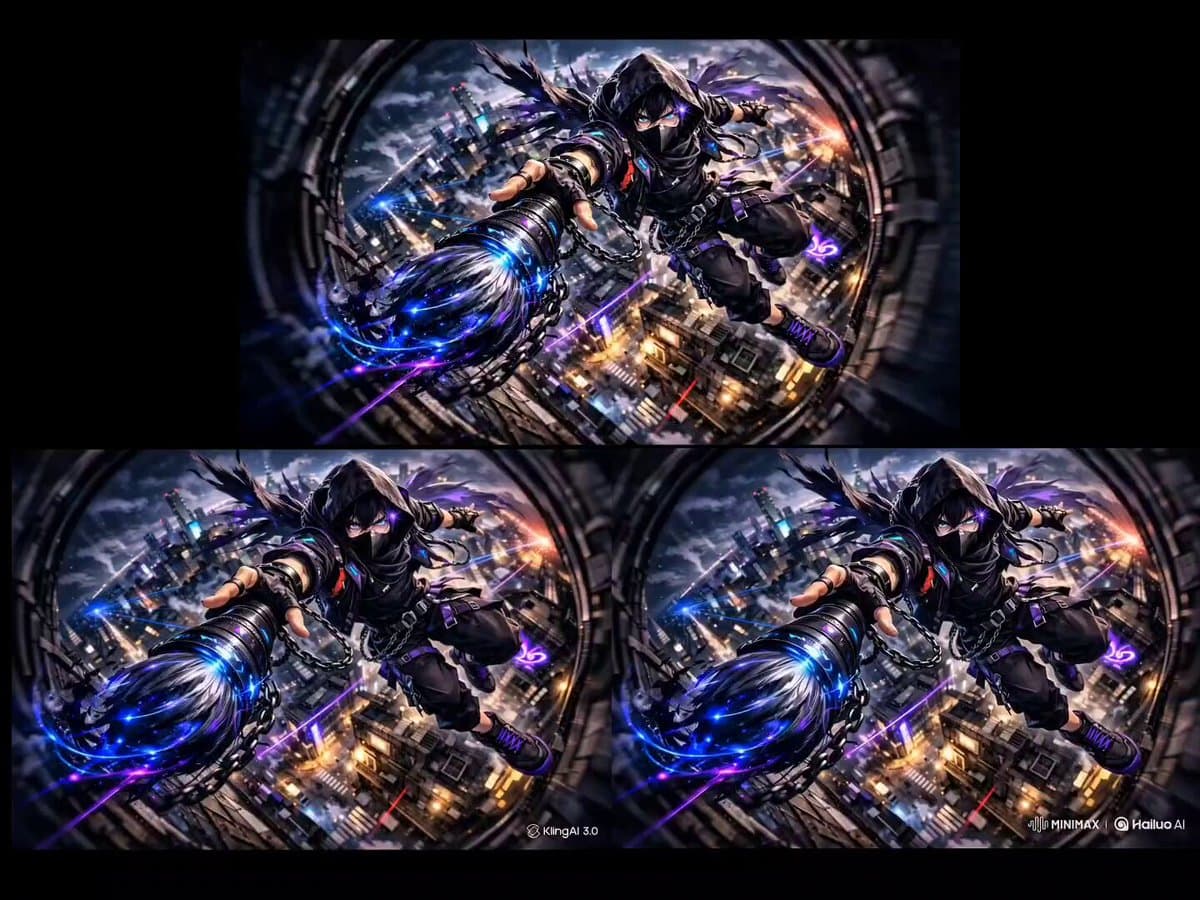 Cyber Ninja fight in Neon Cyberpunk City