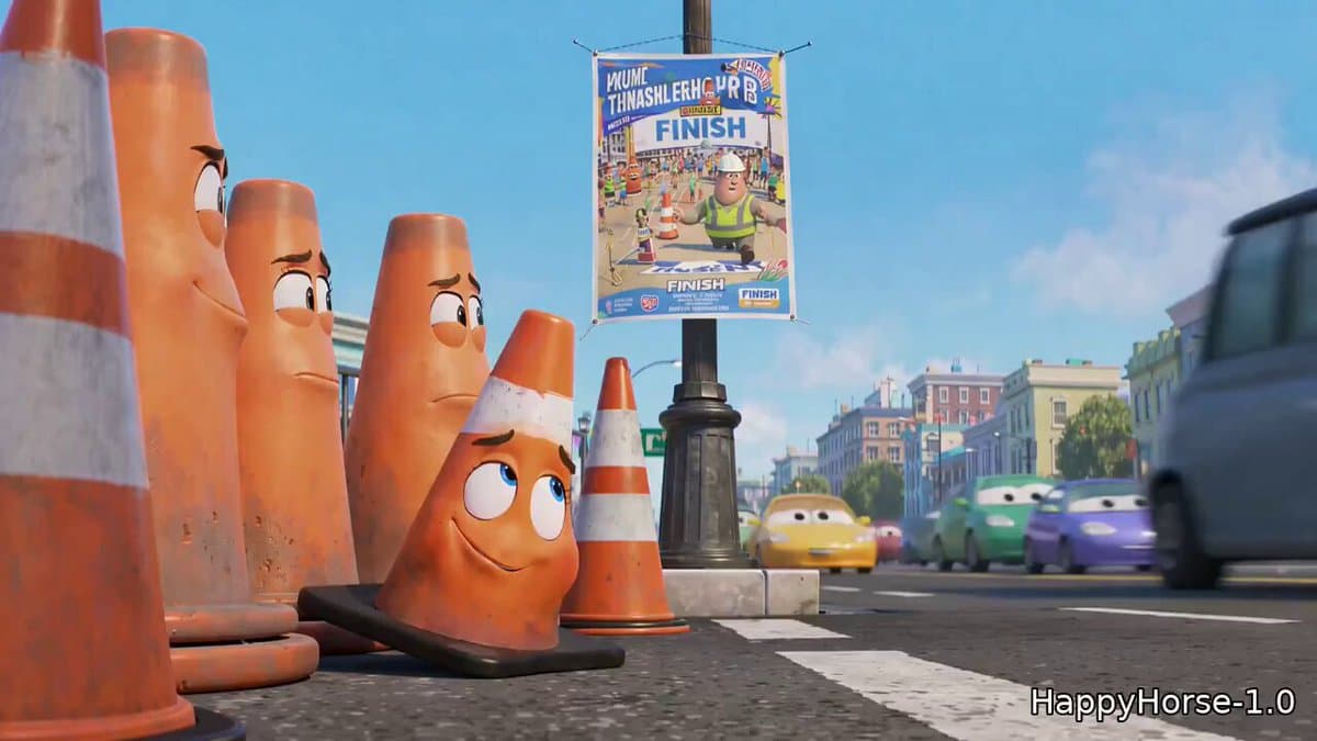 Pixar Style Traffic Cone Short