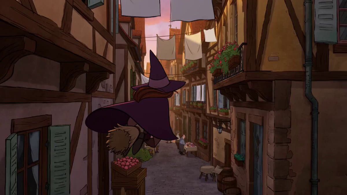 Pure Hand-Drawn 2D Cartoon Witch Flight Prompt for Seedance 2.0