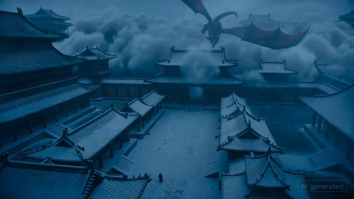 Epic fantasy scene with intense color shifts and atmosphere of oppression