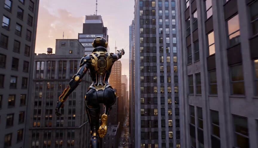 High-Speed Cinematic Action Scene with Web-Slinging