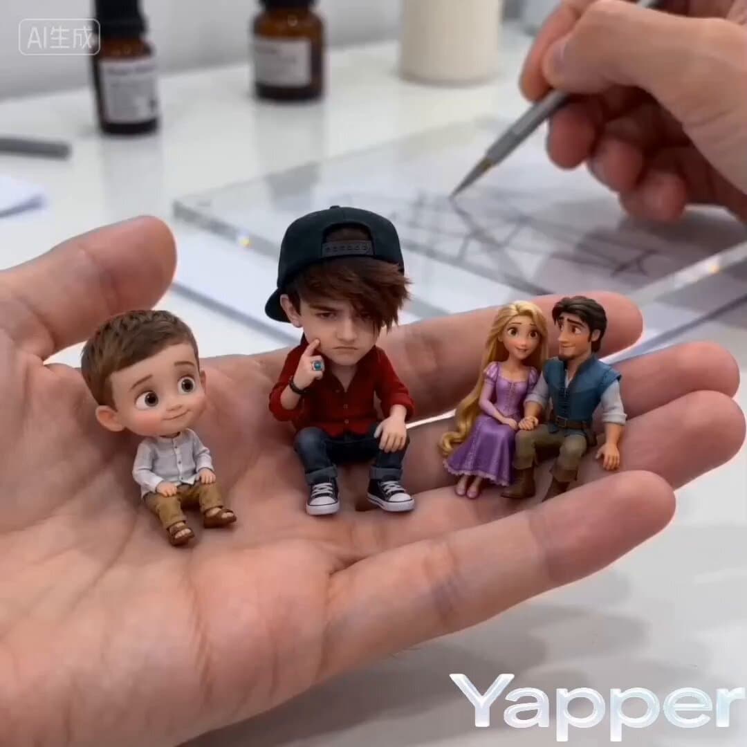 Chibi Character on Hand with Annoyed Expression