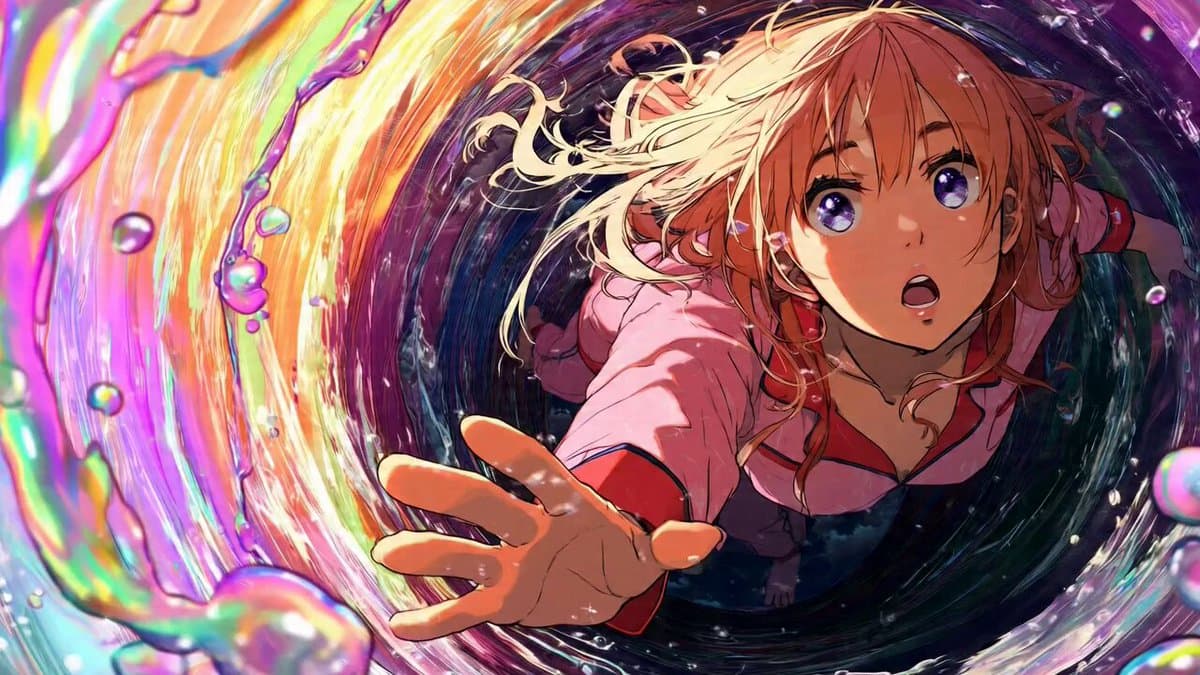 Girl Falling Through Digital Tunnel Video Prompt