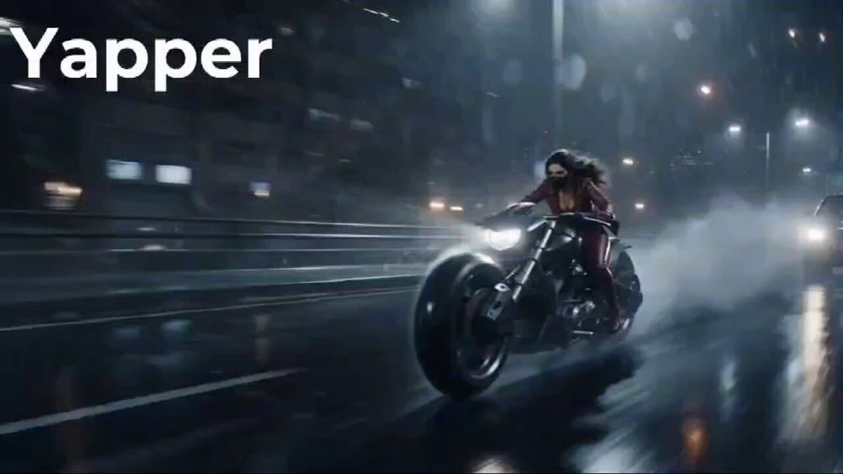 Photorealistic Cyberpunk Motorcycle-Robot Chase in Heavy Rain