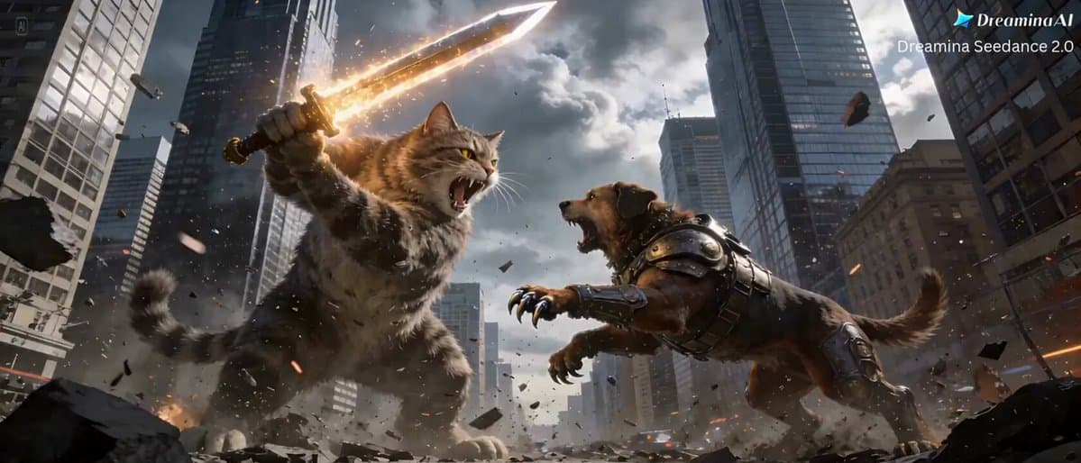 Cat vs Dog Battle Prompt for Dreamina Seedance 2.0