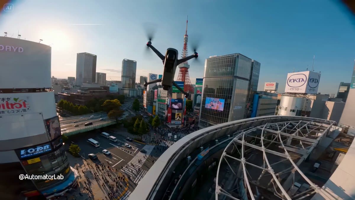 FPV drone shot through Tokyo