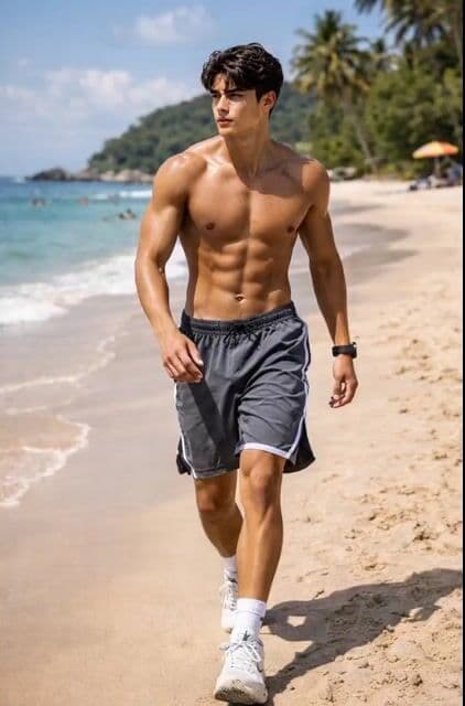 Man Stumbling on Beach