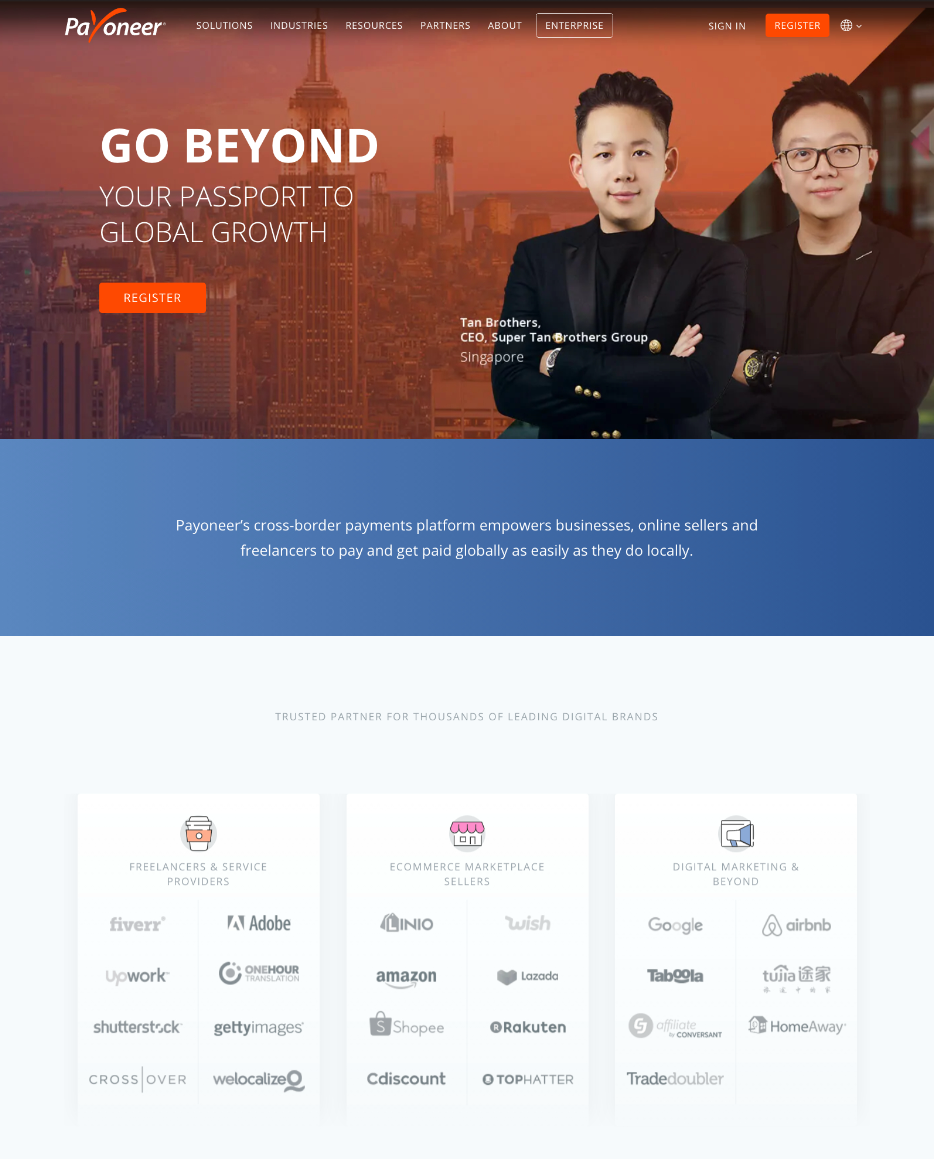 Payoneer — Tan Brothers feature